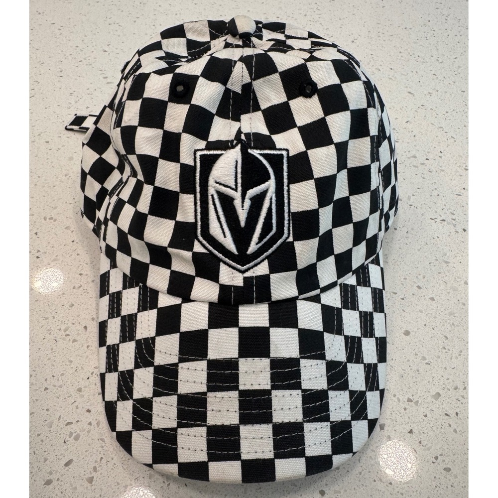 47 Brand Vegas Golden Knights Hat Mens OSFA Black White Excellent Checkerboard